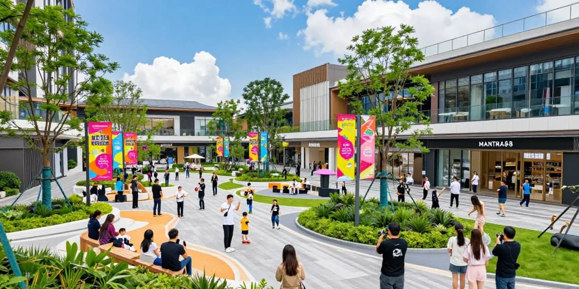 MANTRA88 commercial entertainment center bustling with visitors and vibrant outdoor events.