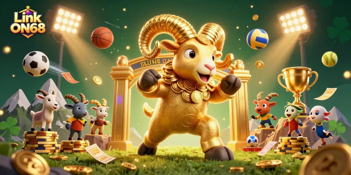 Experience the excitement of betting with Link ON68 in this lively 3D casino scene featuring vibrant characters and elements.