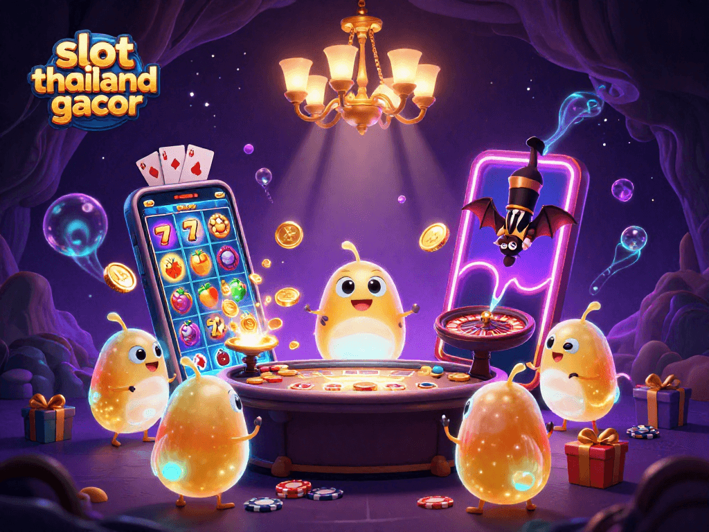 Spin vibrant slot games with golden coins and glowworms in a magical casino scene, slot thailand gacor.