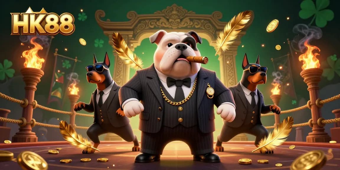 Experience thrilling action at HK88 with this vibrant casino scene featuring a bulldog mafia boss.