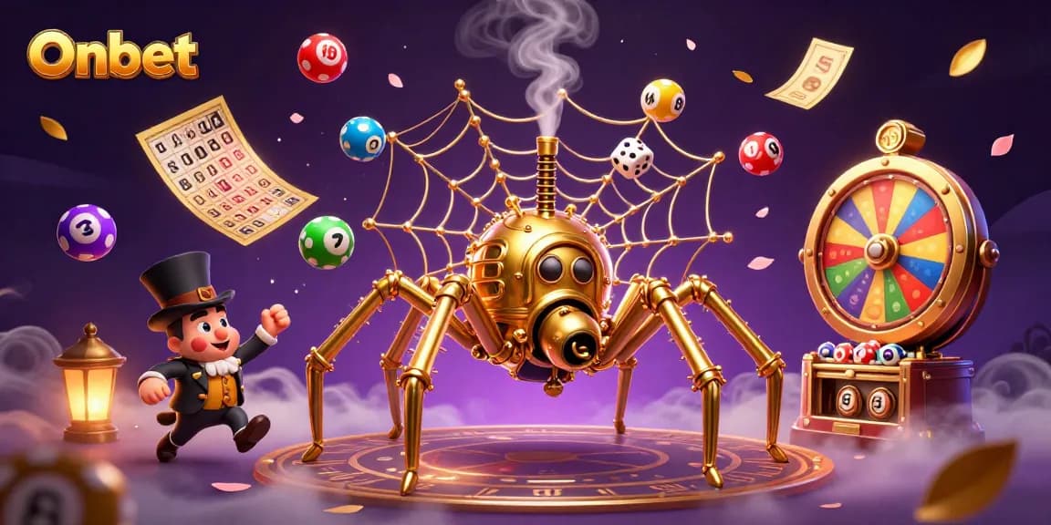 Experience thrilling gameplay at Onbet with a captivating 3D gambling scene full of vibrant elements.