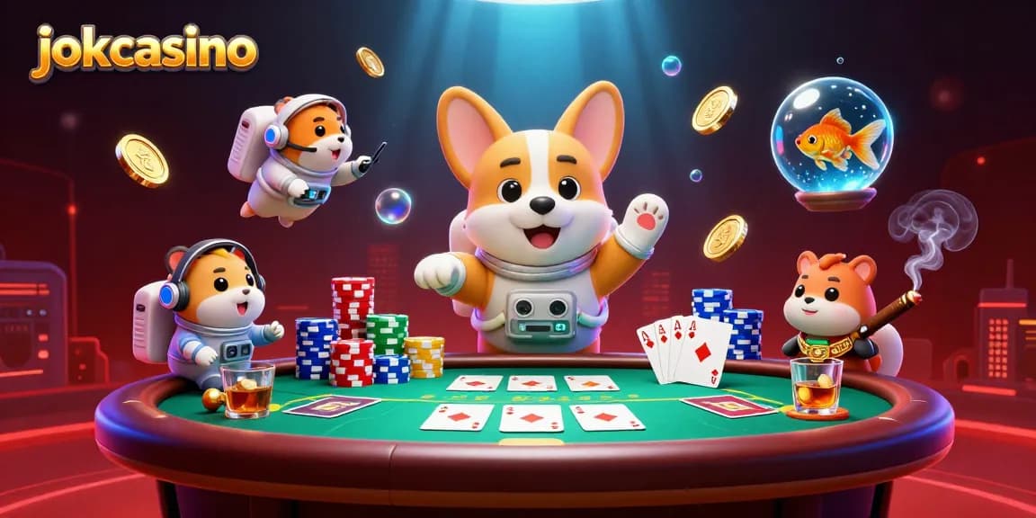 Experience thrilling gameplay at jokacasino with a vibrant 3D space casino scene featuring a corgi astronaut.