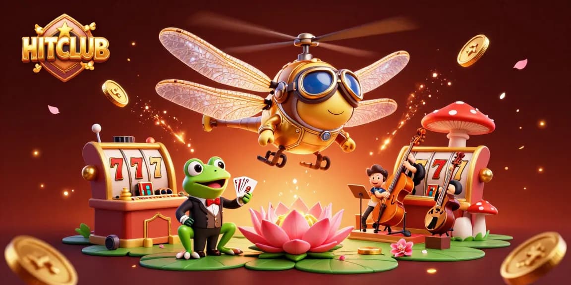 Spin the reels at HITCLUB's dynamic casino, featuring vibrant 3D characters and festive elements.