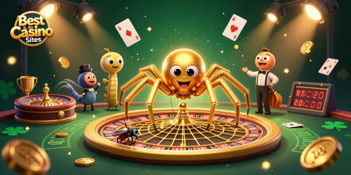 Experience thrilling action at the Best Live Casino Sites featuring a golden spider web roulette.
