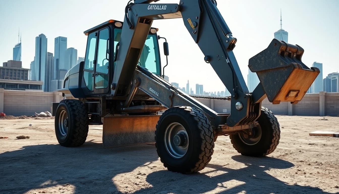 gradall excavator working efficiently on a bright construction site
