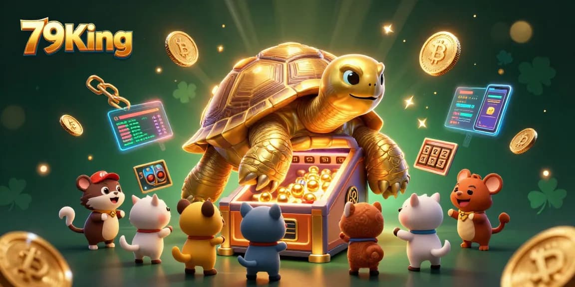 Experience the excitement of gaming at 79King with a vibrant 3D illustration showcasing a colossal tortoise pinball machine.
