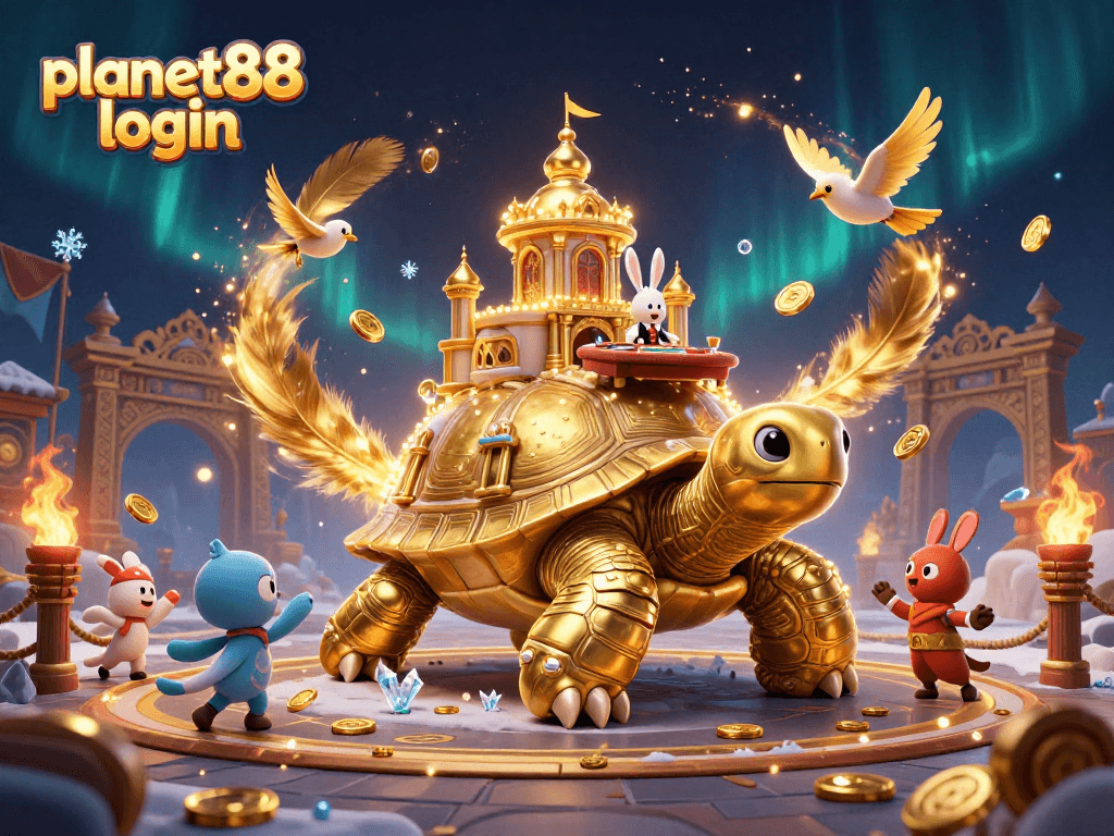 Engage in thrilling gaming adventures with planet88 login, featuring a vivid 3D cartoon scene.