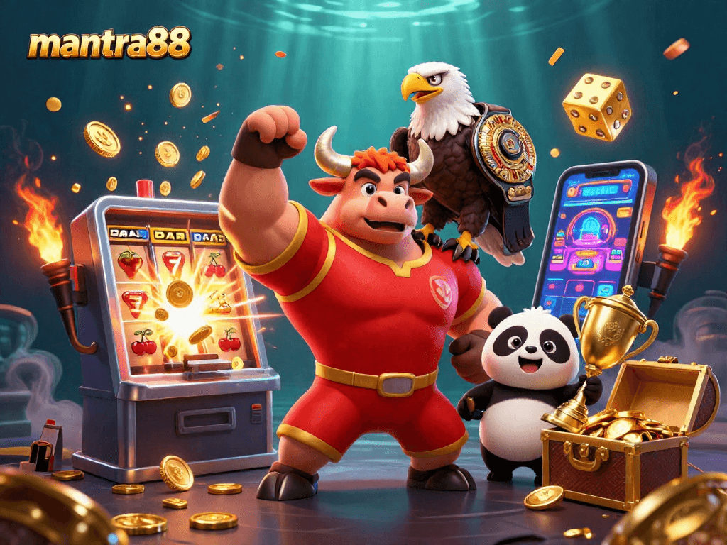 Experience the exciting world of mantra88 with vibrant characters and dynamic casino elements.
