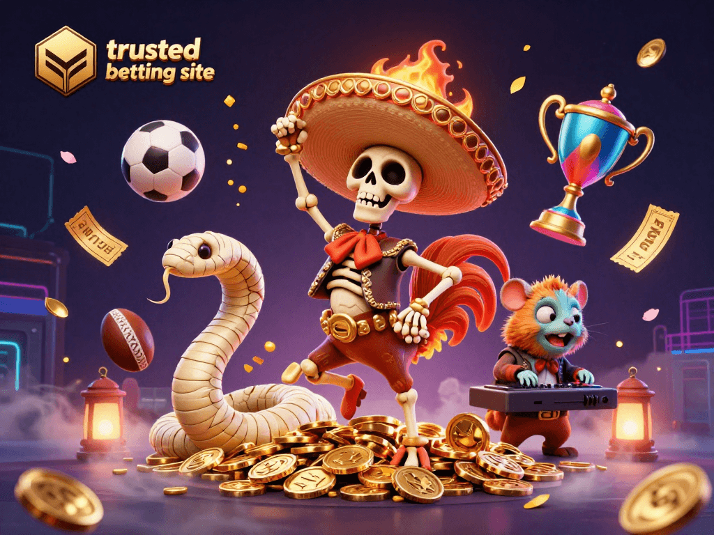 Experience thrilling moments with a trusted betting site featuring dynamic sports elements and vibrant characters.