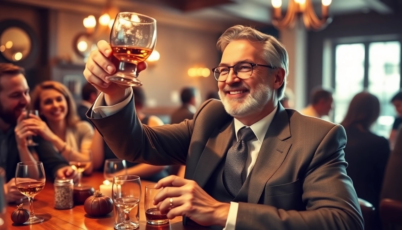Gentleman giving a toast, capturing the essence of heartfelt celebration and connection.