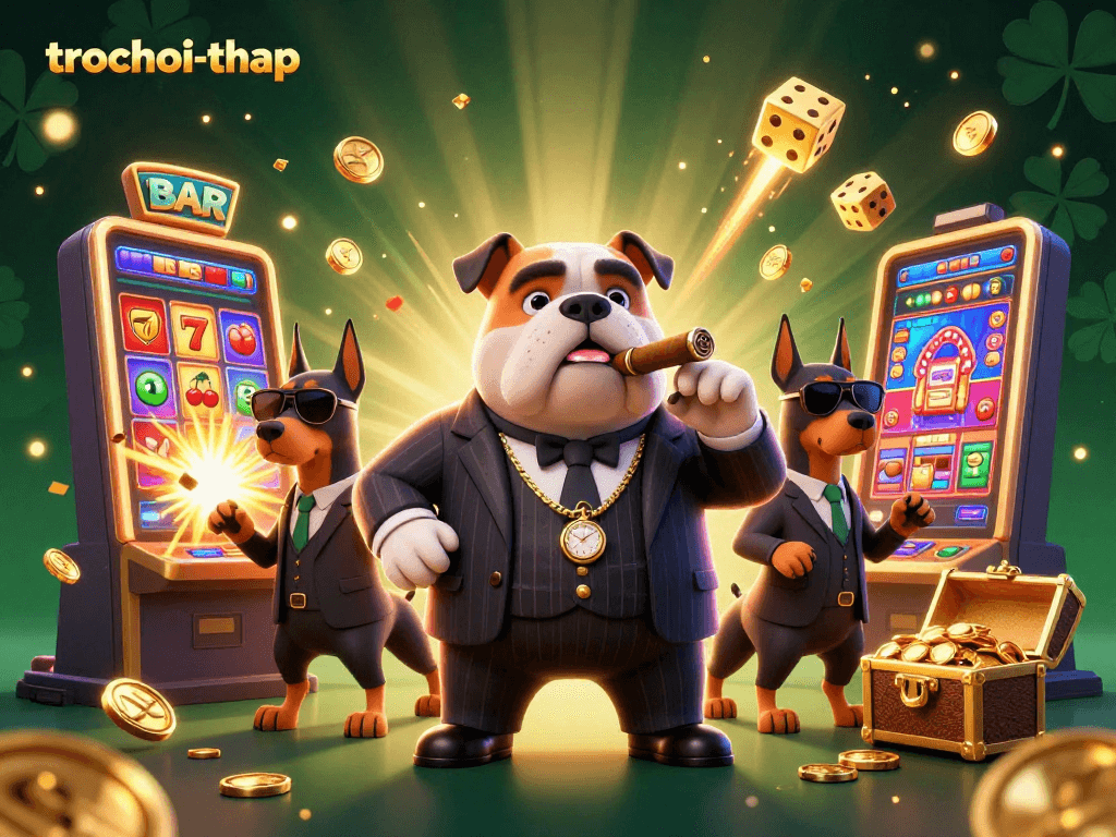 Experience thrilling trochoi-thap action with visually stunning 3D characters amidst casino excitement.