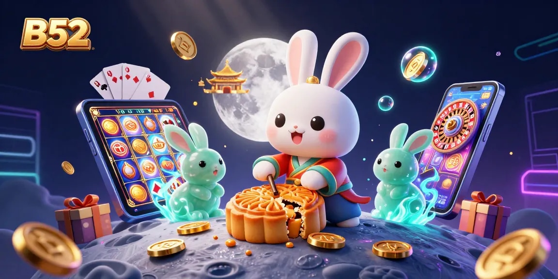 Play exciting games at B52 while the moon rabbit reveals poker chips inside golden mooncakes.