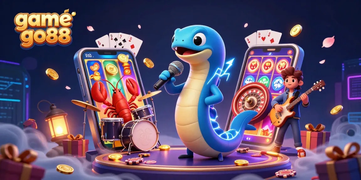 Experience the vibrant excitement of game go88 with an electrifying underwater casino scene featuring a DJ eel!