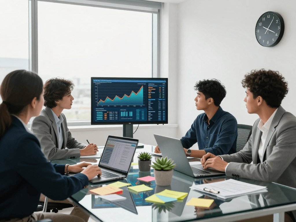 Engaged financial consultants discussing mantra88 strategies in a modern office environment