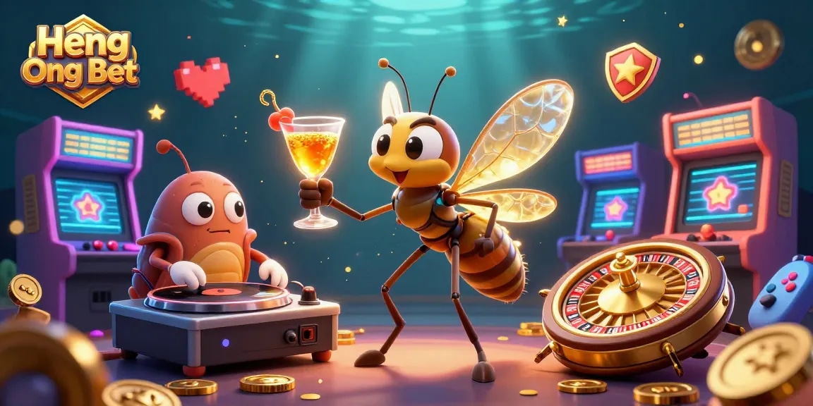 Experience thrilling gameplay at Heng Ong Bet with a vibrant 3D casino scene filled with animated characters.