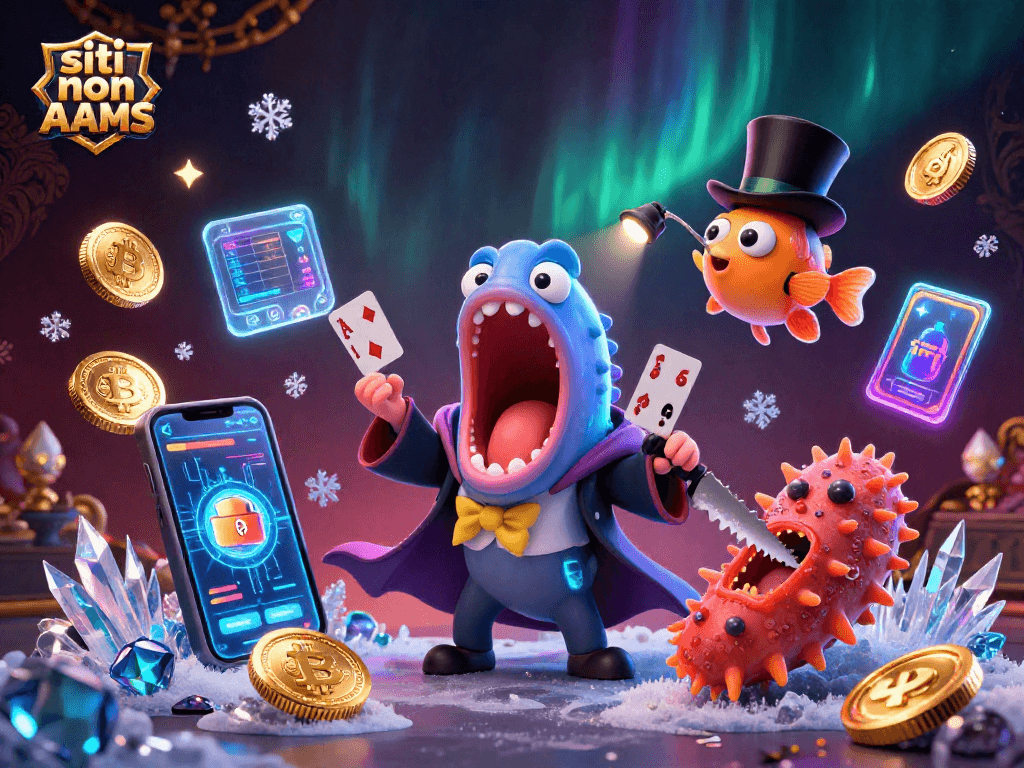 I giochi di siti non AAMS si animano con un'illustrazione di un'anguilla bioluminescente e un pesce angler in un'atmosfera magica.