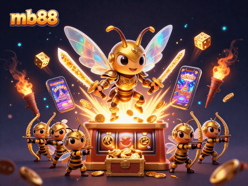 Experience thrilling jackpots and gaming action with mb88's vibrant casino atmosphere and electrifying characters.
