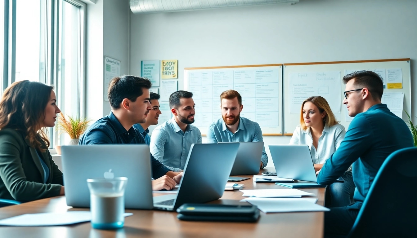 Engage with Shopify experts collaborating in a modern digital marketing office.