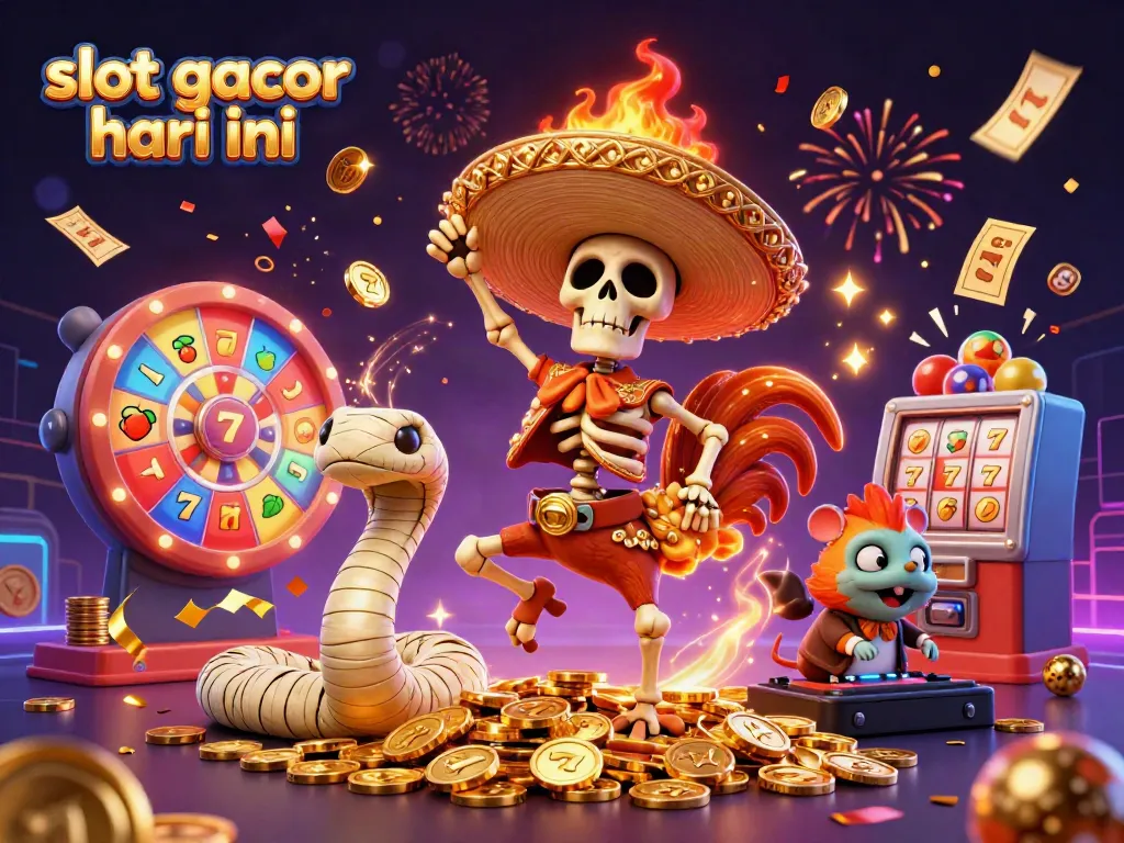 Experience the excitement of slot gacor hari ini with vibrant characters and casino elements in a dynamic scene.