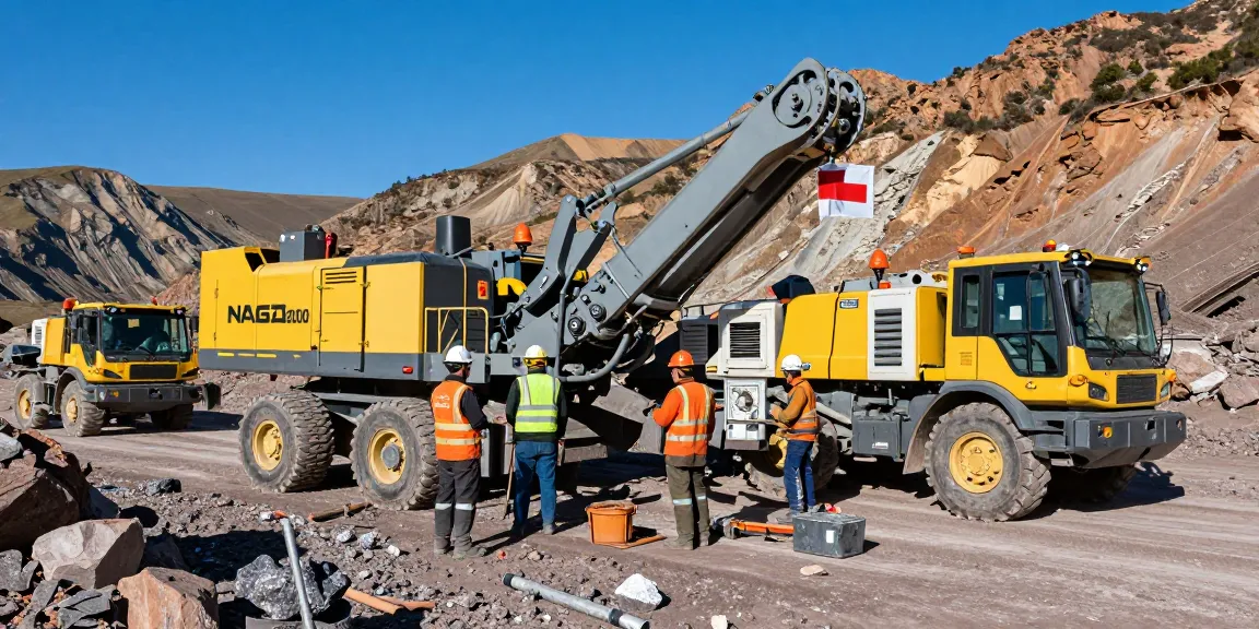 NAGA2000 equipment operational at gold mining site with miners, showcasing advanced machinery and teamwork.