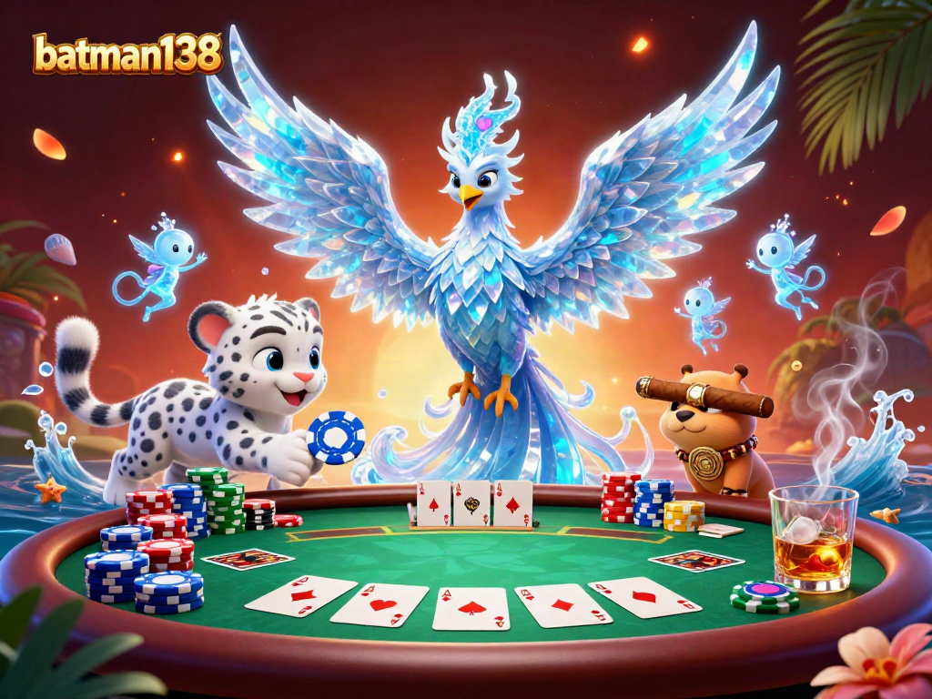 Experience thrilling gameplay at batman138 with a vibrant poker scene featuring an ice phoenix and more.