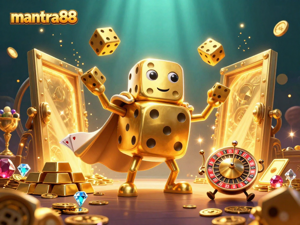 Join the thrill at mantra88 with vibrant 3D casino characters amid treasures.