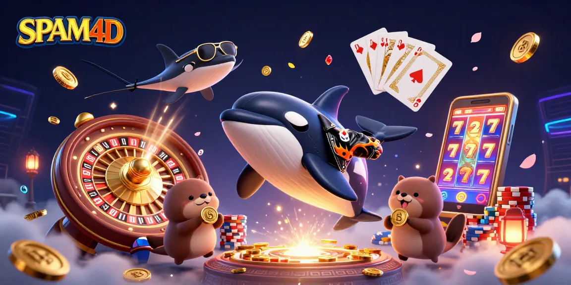 SPAM4D menghadirkan ilusi artis 3D dengan ikan orca, stingray, dan berang-berang mengumpulkan koin emas.