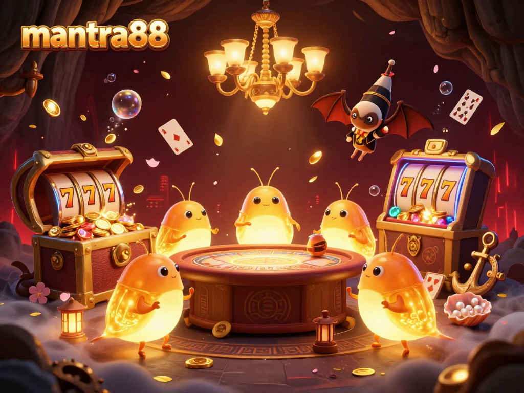 Engage in thrilling online gaming at mantra88, illuminated by bioluminescent glowworms in a cave casino.