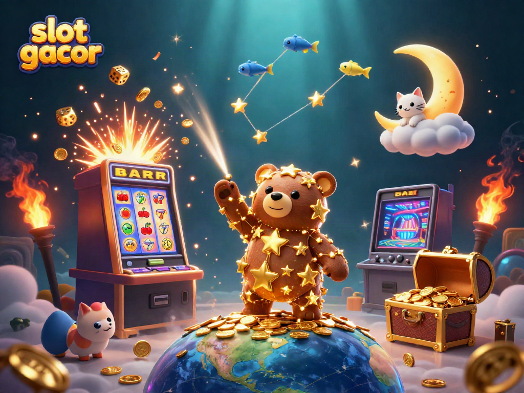 Experience thrilling slots with the incredible slot gacor illustration showcasing cartoon characters and dynamic game elements.