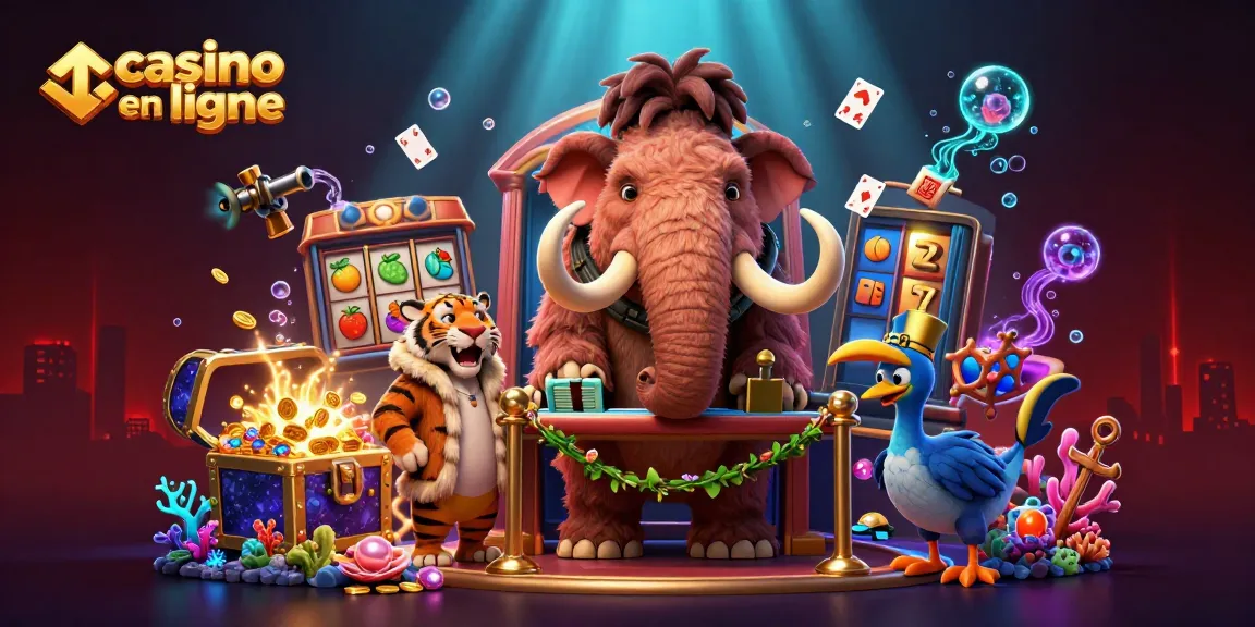 Vivez l'excitation du casino en ligne avec une scène animée de personnages divertissants.
