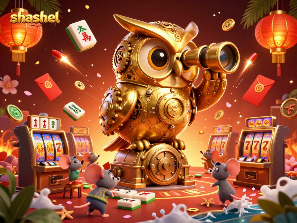 Engage with shashel's vibrant casino atmosphere, featuring a golden owl and energetic game elements.
