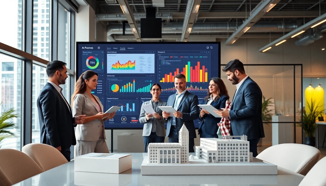 Create an engaging workspace showcasing an AI content engine for property developers.