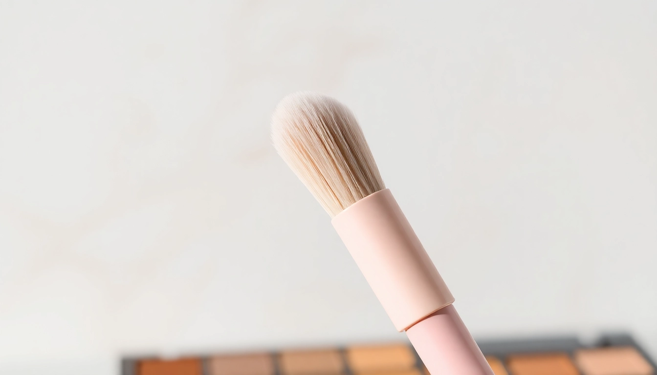 Apply concealer flawlessly with an angled concealer brush, highlighting its unique features and professional design.