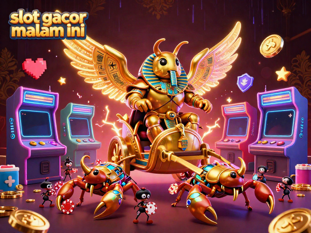 Menangkan slot gacor malam ini dengan ilustrasi kartun 3D yang kaya detail dan elemen permainan kasino.