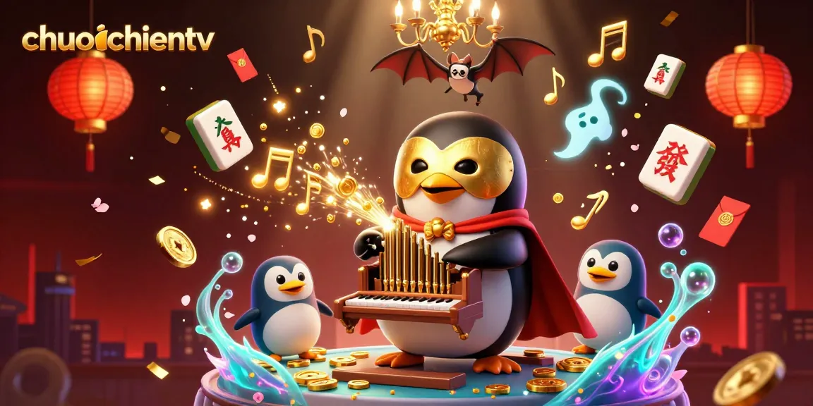 Catch exciting moments at chuoichientv as a cartoon penguin orchestrates a golden coin spectacle!