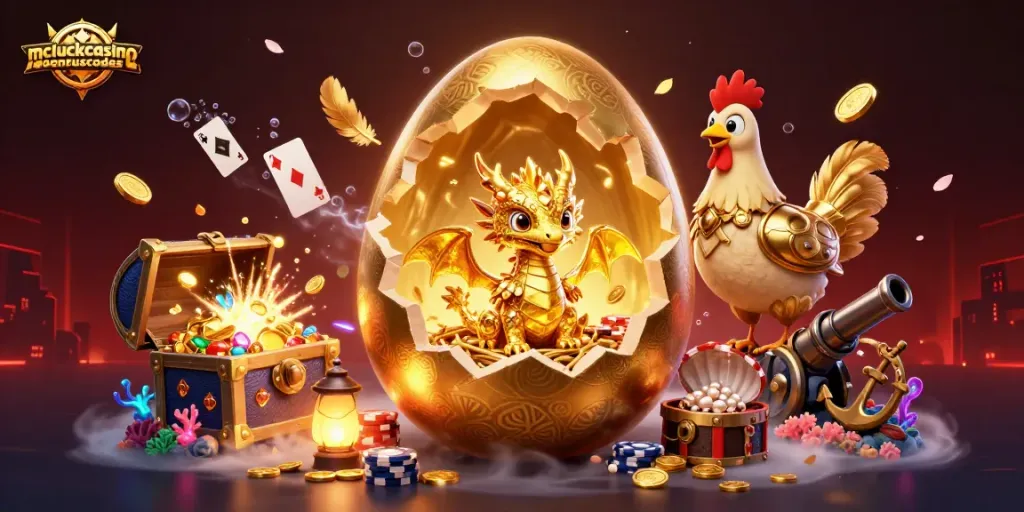 Engage in thrilling gameplay with mcluckcasinobonuscodes and unlock treasures in this vibrant casino scene.