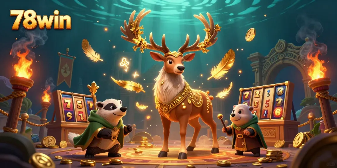 Engage with 78win in a lively online casino scene featuring mythical characters and dynamic gaming elements.