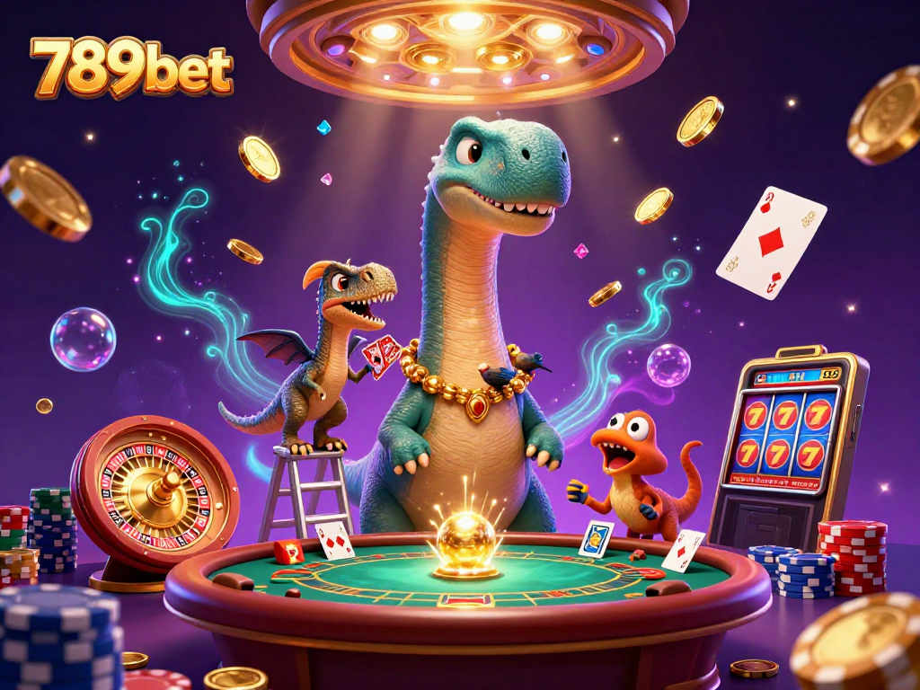 Experience 789bet with an enchanting casino scene featuring vibrant characters and gaming elements.