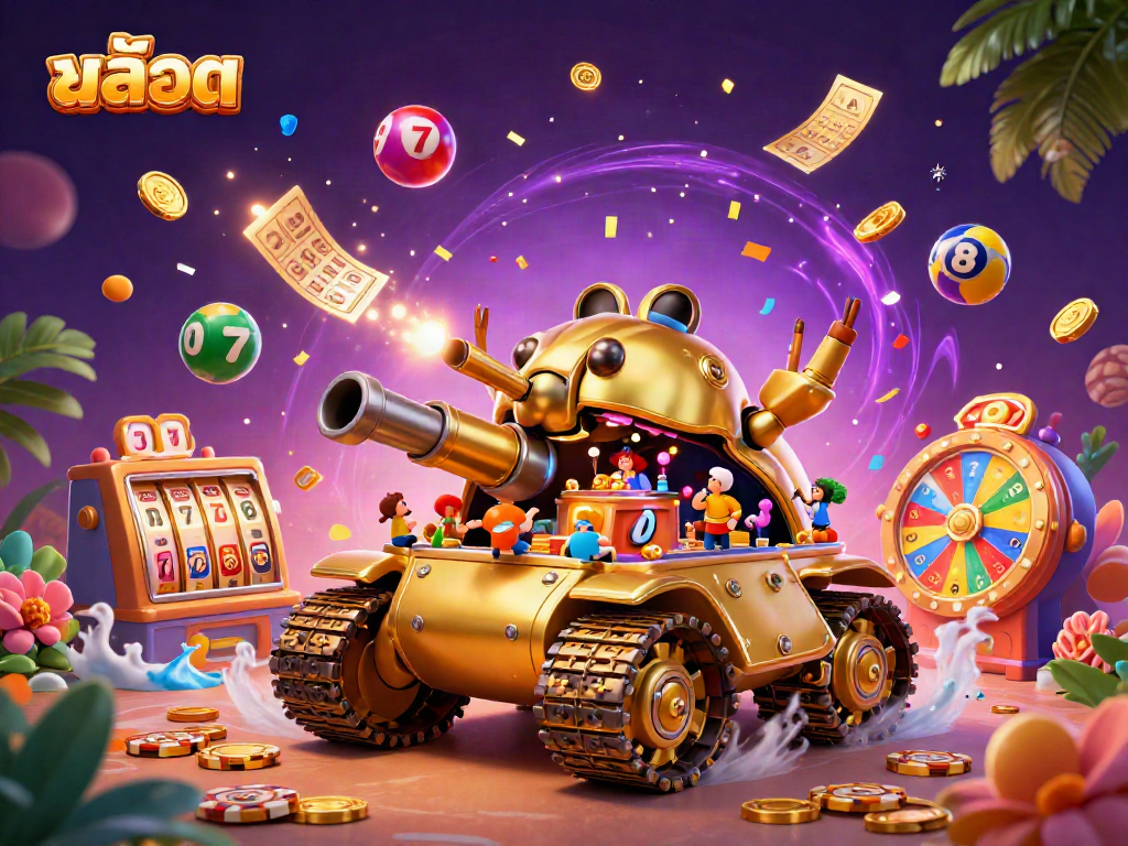 Spin the reels and win big with สล็อต in this colorful casino-themed illustration filled with excitement.