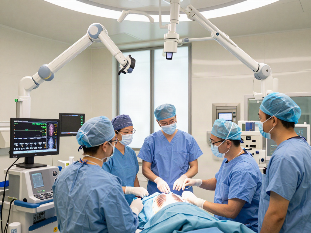 Chest surgery in Abu Dhabi being discussed by expert surgeons in a modern hospital setting, showcasing advanced medical technology and collaboration.