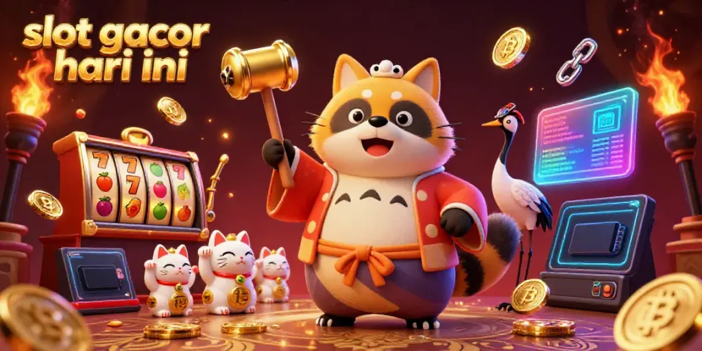 Experience the thrill of slot gacor hari ini with vibrant characters and casino elements in this dynamic illustration.