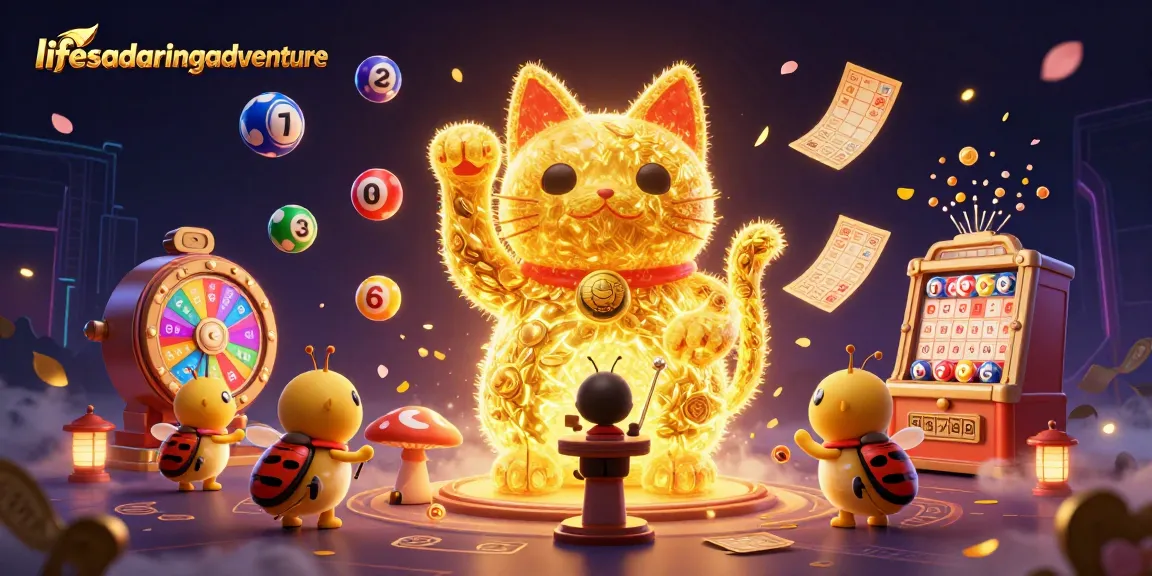 Engage in the colorful excitement of lifesadaringadventure with vibrant lottery elements and a magical lucky cat.