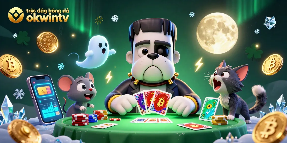 Experience trực tiếp bóng đá okwintv with thrilling 3D characters and casino elements in this vibrant scene.