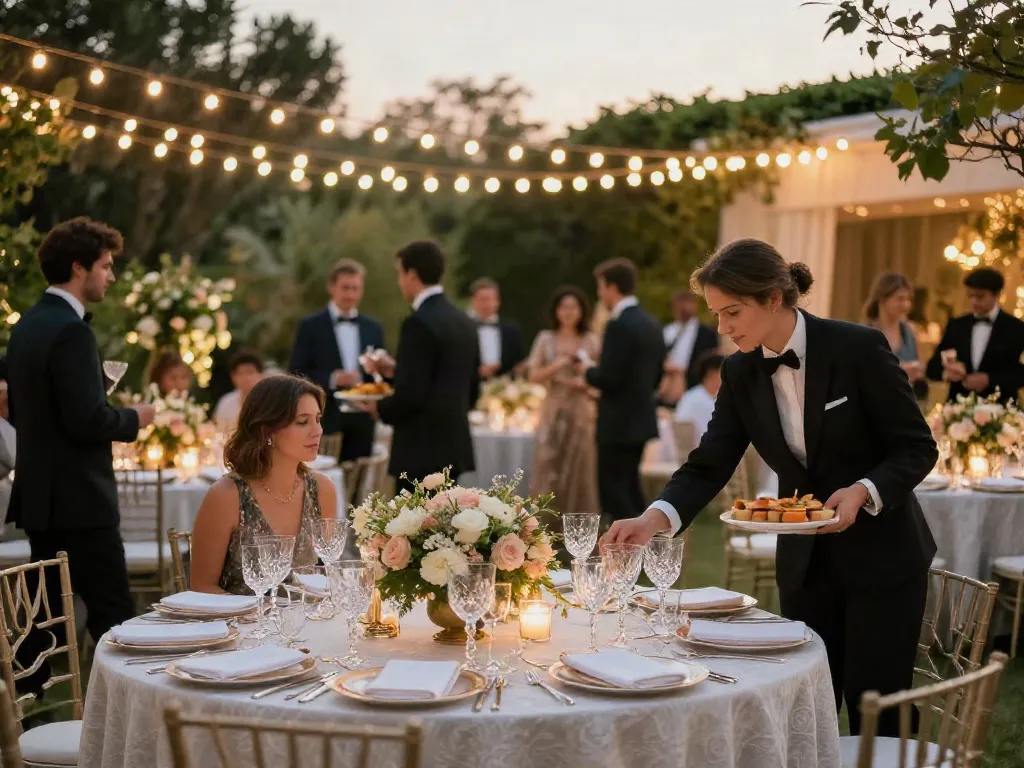Event rentals at a luxurious outdoor gala setup with elegant decor.