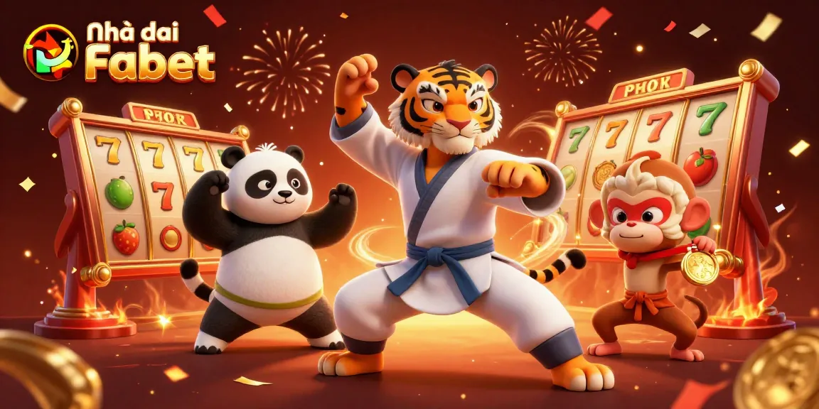Experience thrill with Nhà cái Fabet in this vibrant scene of fun and excitement in a 3D casino.