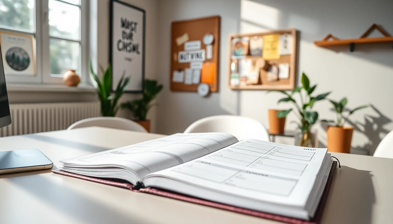 Seamlessly Organize Your Day with a planner showcasing an organized workspace atmosphere.