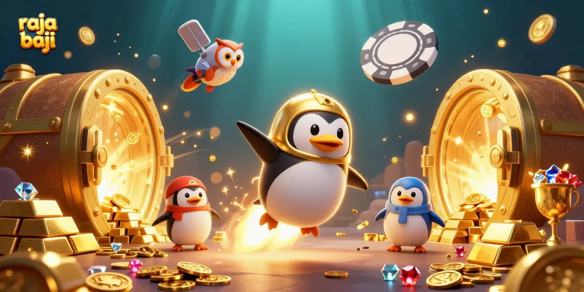 Join the raja baji adventure as a golden penguin takes on a vibrant casino universe!