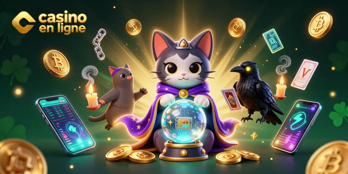 Gagnez au casino en ligne avec des stratégies gagnantes et des symboles mystiques dans une scène colorée.