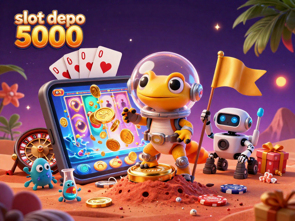 Spin the reels at slot depo 5000 with this vibrant cosmic casino adventure featuring Martian characters.