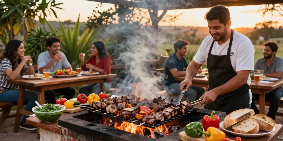 Experience the best parrillada argentina near me with grilled meats, fresh chimichurri, and a vibrant outdoor setting.